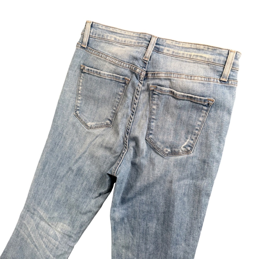 Flying Monkey Y2K Flare Jeans Womens 28 Blue High Rise Distressed Raw Hem Boho - Picture 10 of 11